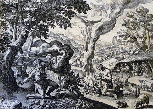 The_Phillip_Medhurst_Picture_Torah_31._Cain_and_Abel_make_an_offering._Genesis_cap_4_vv_3-7._De_Vos