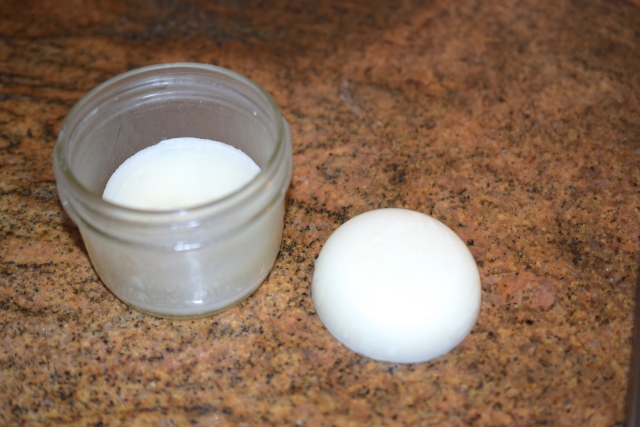 Baking soda deodorant -- one from the mold, the other in the jar.