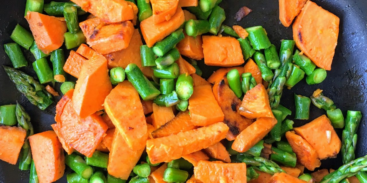 Roasted Sweet Potatoes and Asparagus