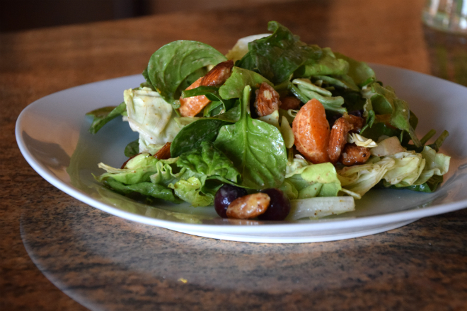 Spinach Salad with candied almonds