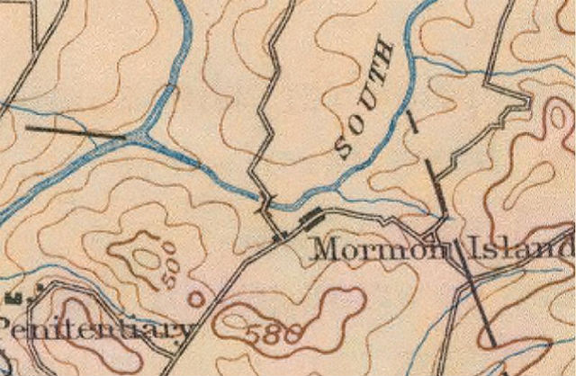 Mormon Island, 1892 map