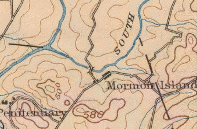 Mormon Island, 1892 map