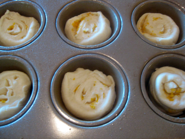 orange rolls ready to rise