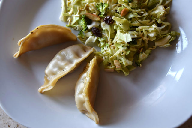 Miso salad and pot stickers
